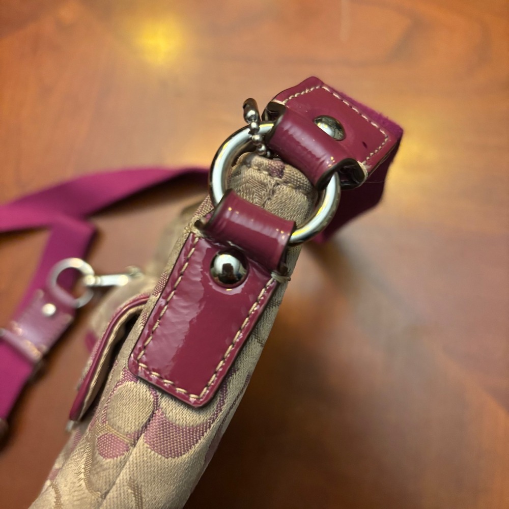 Coach Tan and Pink Signature Crossbody Bag - Picture 9 of 13